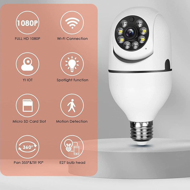 دوربین لامپی چرخش 360 درجه قابل کنترل با نرم افزار v380