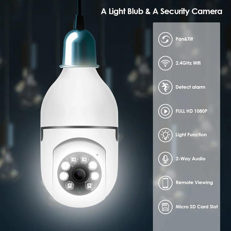 دوربین لامپی چرخش 360 درجه قابل کنترل با نرم افزار v380